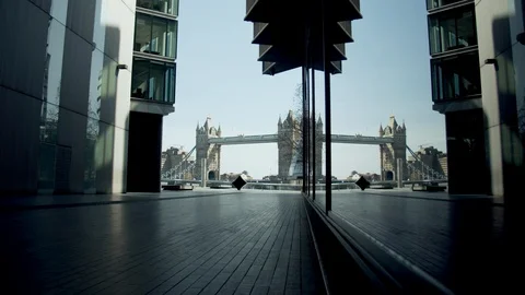 Empty Tower Bridge with a reflection Stock Footage 127979779
