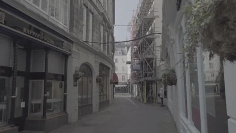 Empty town centre street during COVID19 lockdown SLOG 120fps Stock Footage 130588480