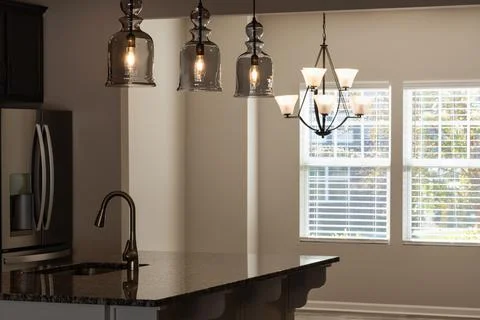 Empty Townhome Floor with Kitchen Stock Photos
