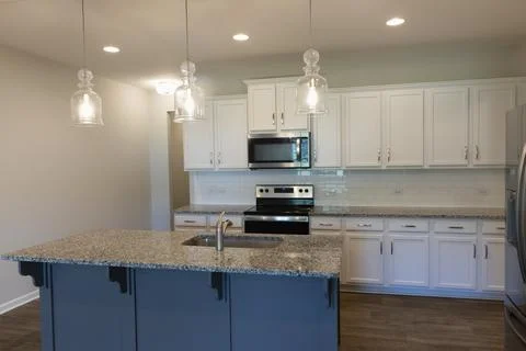 Empty Townhome Floor with Kitchen. Stock Photos