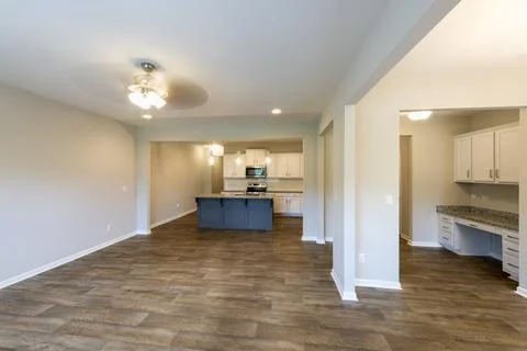 Empty Townhome Floor with Kitchen. Stock Photos