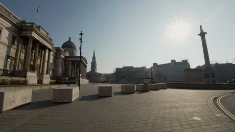 Empty Trafalgar square during Covid - 19 Lockdown Stock Footage 127693397