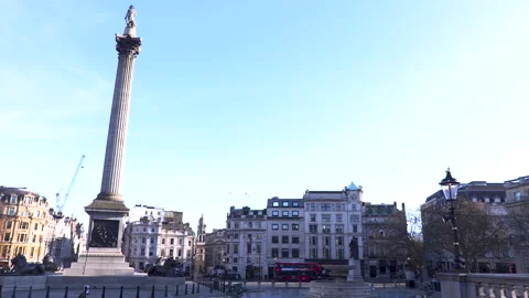 Empty Trafalgar Square during covid lockdown Stock Footage 142744949