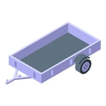 Empty trailer standing on one wheel, ready for loading and transportation Stock Illustration