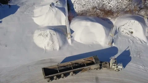 Empty Trailer Truck Driving Through The Sand Piles In The Gravel Quarry Stock Footage 137479649