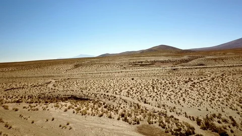 Empty trails of Arid and dry desert ALTIPLANO AERIAL Stock Footage 88337120