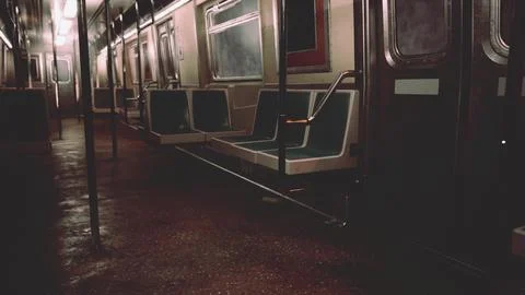 An empty train car in a metro underground station Stock Illustration