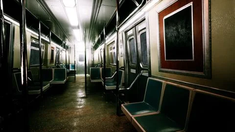 An empty train car in the metro underground Stock Illustration
