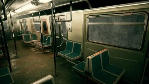 An empty train car in the metro underground Stock Illustration
