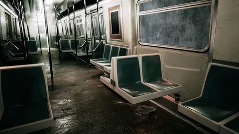 An empty train car in the metro underground Stock Illustration