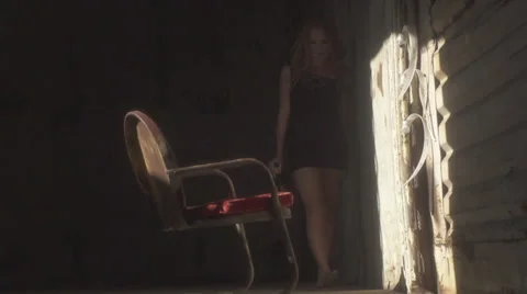  empty train car -sexy redhead smoking 스톡 동영상 30887006