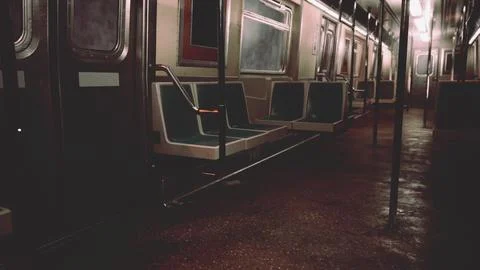 An empty train car waiting at a metro station Stock Illustration