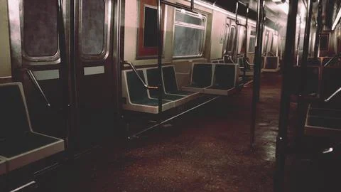 An empty train car waiting at a metro station Stock Illustration