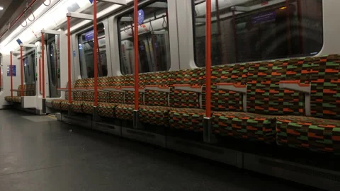 Empty train carriage and seats, a train from Liverpool Street station. London. Stock Footage 145286432