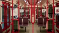 Empty Train Carriage City During Lockdown Covid-19. Lack Passengers In Carriage Stock Footage