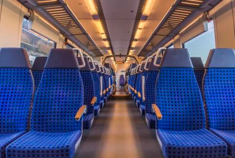 Empty train chairs Stock Photos