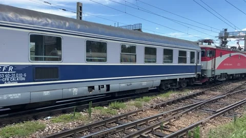 An empty train departs from Bucharest North Station Stock Footage 201239177