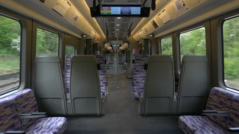Empty Train during Coronavirus Pandemic in the UK Stock Footage 129504041