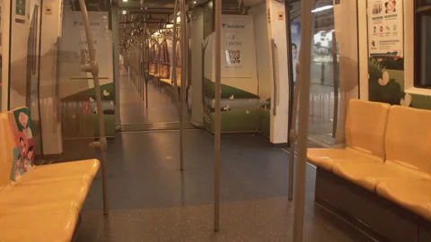 Empty train during Covid-19 pandemic. Stock Footage 163485218