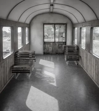 Empty train inside, no people Foto stock