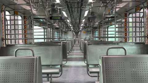 Empty train, Mumbai AC local, Maharashtra India 4K Stock Footage 254414540