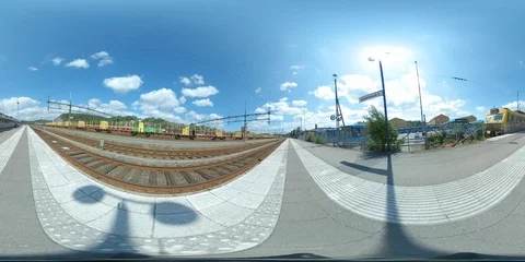 Empty Train Platform Small Town 2 - 360 VR Stock Footage 92693824