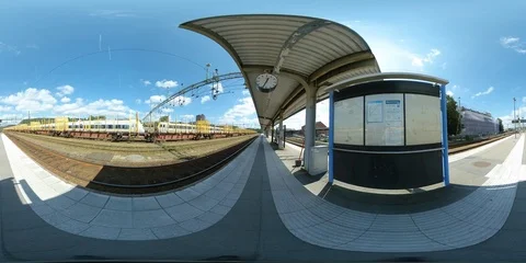 Empty Train Platform Small Town 1 - 360 VR Video stock 92695982
