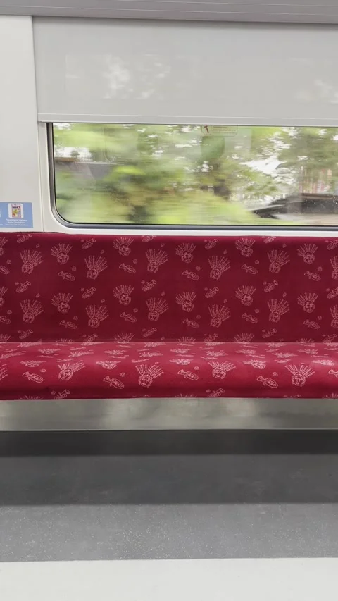 Empty Train Seat with Motion Blur Through Window Vertical Video Stock Footage 339326677
