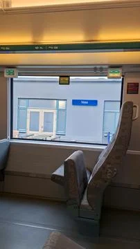 Empty train seat overlooking Voss station in Norway Stock Photos