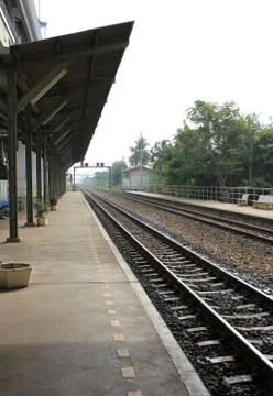 Empty train station in the afternoon. Stock Photos