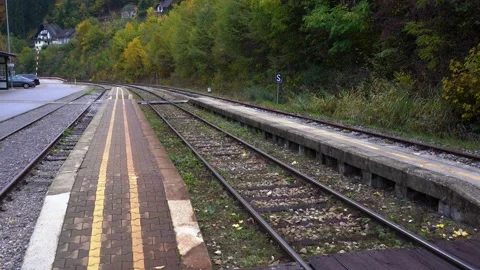 Empty train station in Bled, Slovenia Stock Footage 228779034