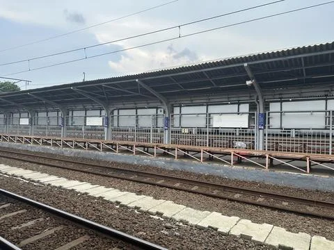 Empty train station at jakarta Stock Photos