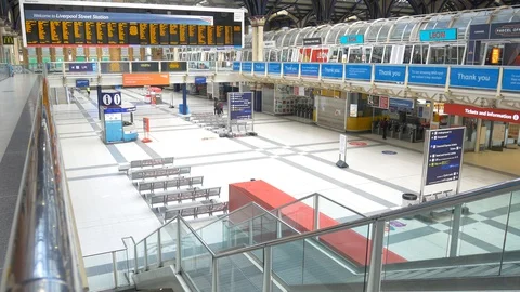 Empty Train Station in London during Coronavirus Pandemic Stock Footage 129503506