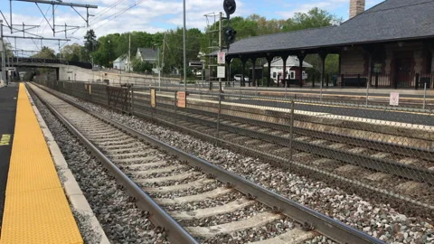 Empty train station in MA during pandemic 스톡 동영상 130514212
