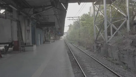 Empty train station in Mumbai during Covid 19 Stock Footage 199188901