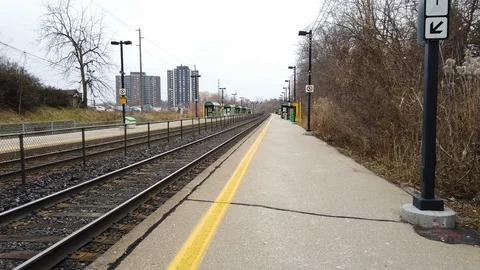 Empty Train Station Platform Stock Footage 102754110