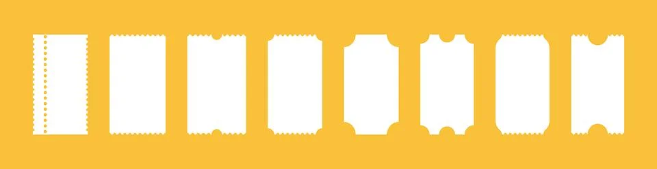 Empty train ticket template. Admit one tickets. Ticket patterns for cinema Stock Illustration