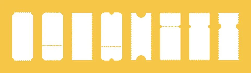 Empty train ticket templates. Admit one tickets. Ticket pattern for cinema Illustrazione stock