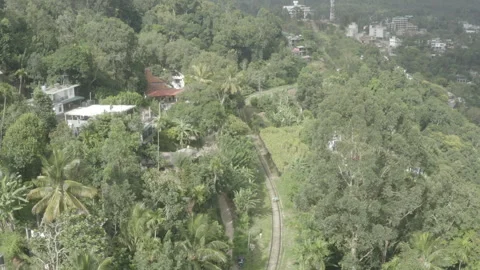 Empty Train Track in Ella, Sri Lanka – Daytime Drone Shot Stock Footage 292222826