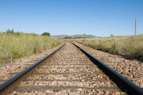 Empty train track Stock Photos