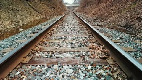 Empty train tracks 스톡 동영상 151854979