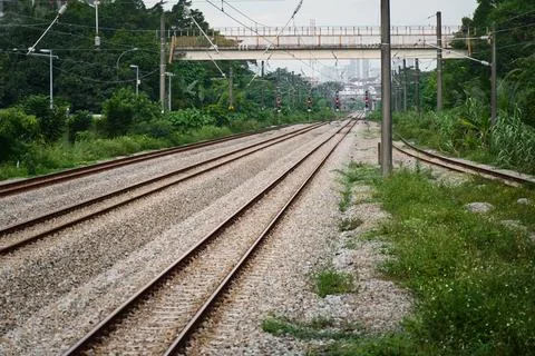 Empty train tracks. Foto stock