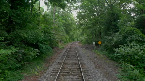 Empty train tracks POV from the operators perspective 4k day Stock Footage 300839927
