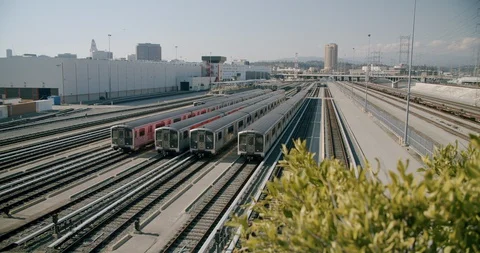 Empty Train Yard 4th St Bridge 4K 48FPS SLO-MO Stock Footage 129649503
