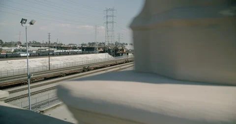 Empty Train Yard 4th St Bridge 4K 48FPS SLO-MO Stock Footage 129649509