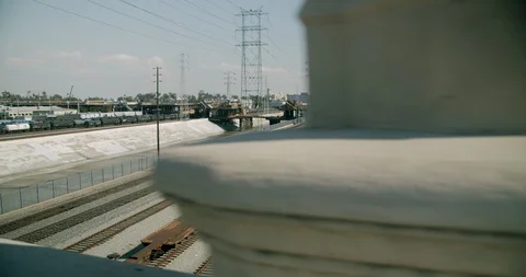 Empty Train Yard 4th St Bridge 4K 48FPS SLO-MO Stock Footage 129650016