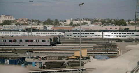Empty Train Yard 4th St Bridge 4K 48FPS SLO-MO Stock Footage 129650251