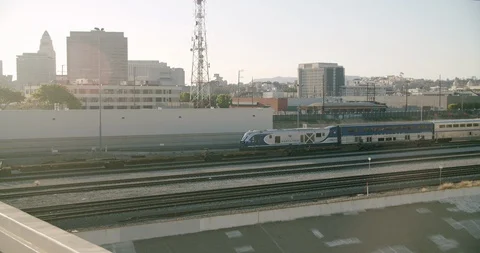 Empty Train Yard 4th St Bridge 4K 48FPS SLO-MO Stock Footage 129650339