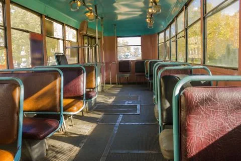 Empty tram car. Stock Photos