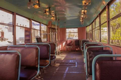 An empty tram. Stock Photos